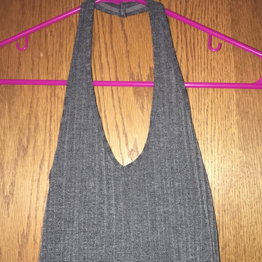 charcoal crop halter top